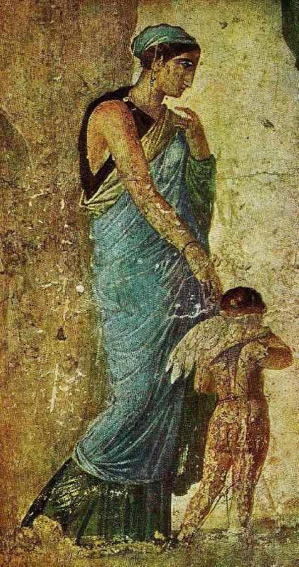 unknow artist romersk vaggmalning me3d kvinna i grekisk drakt